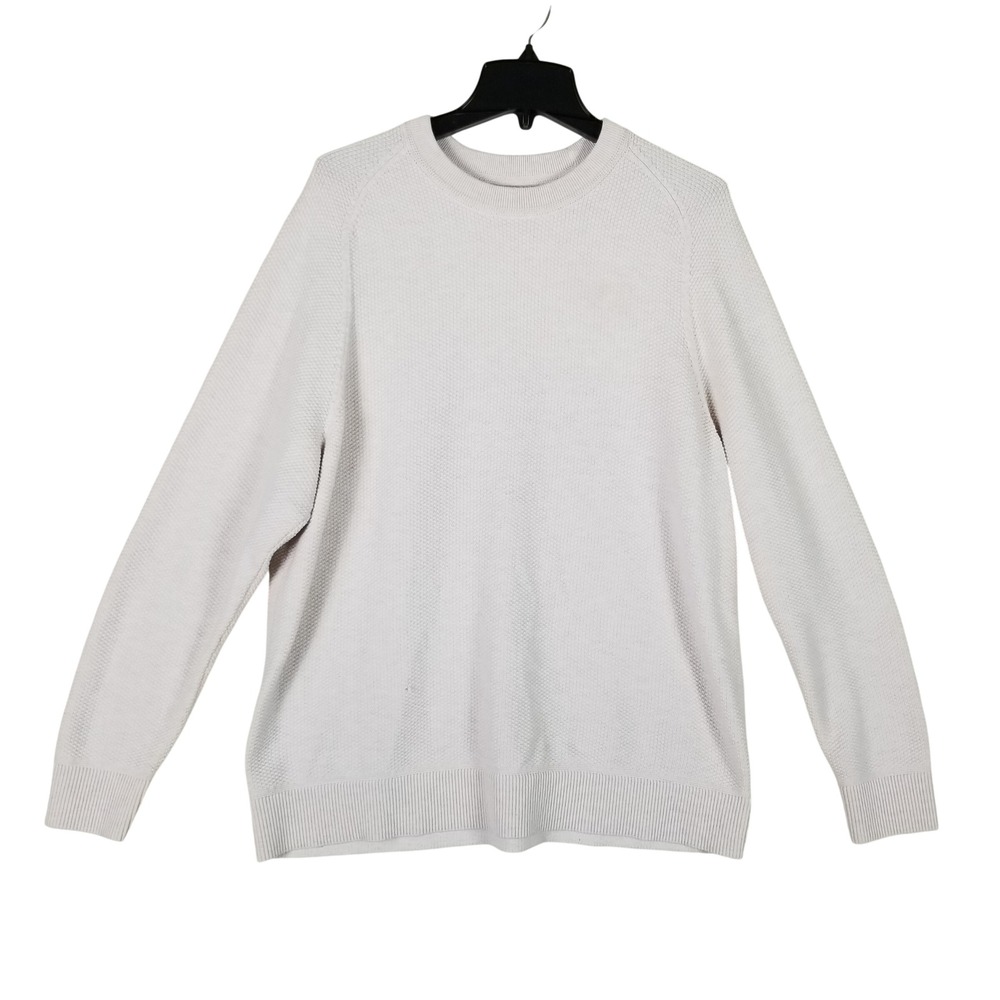 Lululemon Sweater Men XL Off-White Coolmax Cotton Waffle Knit Raglan Crew Neck